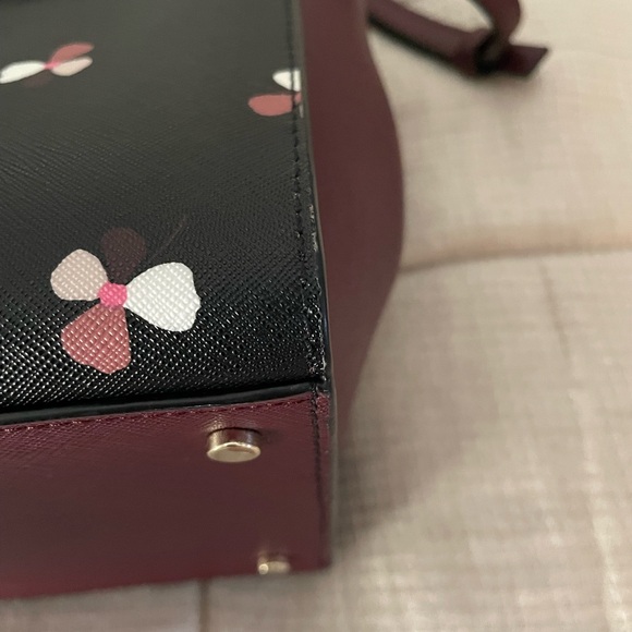 Kate Spade Black and Burgundy Floral Handbag - Picture 11 of 12